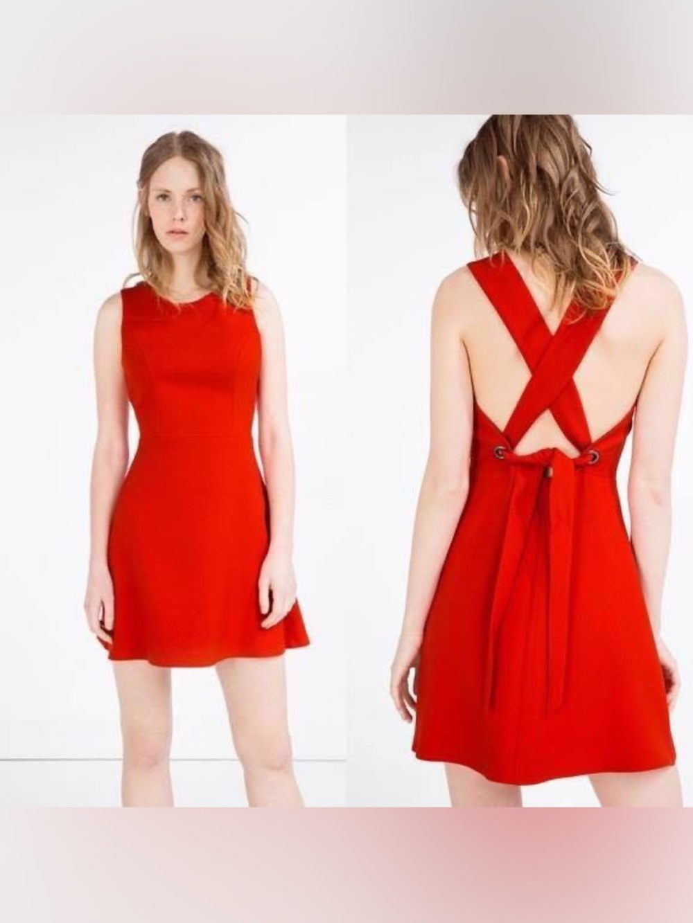 Zara Bright Red Sleeveless Mini Dress